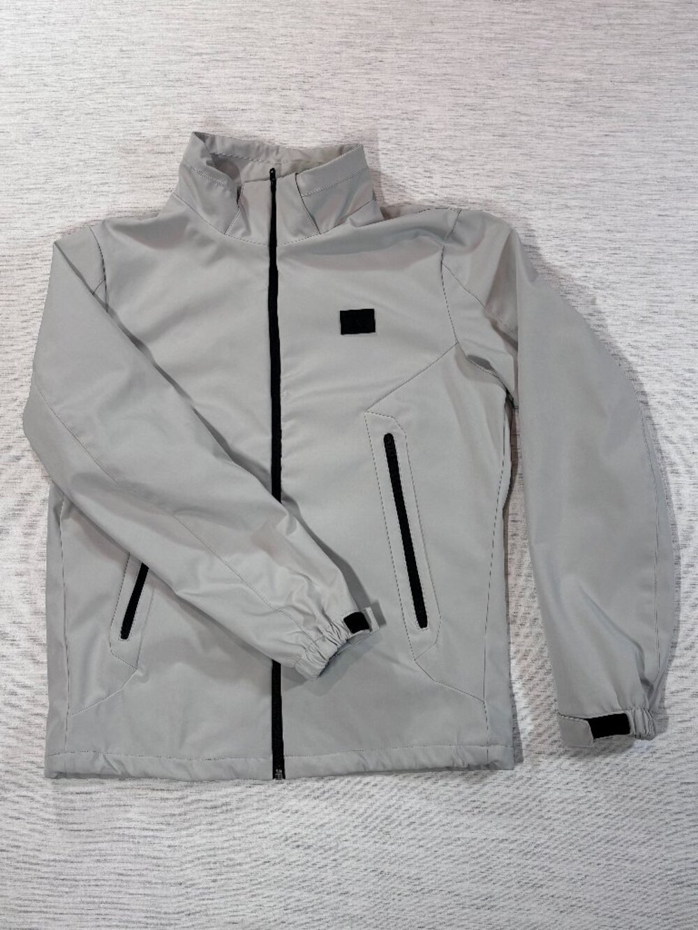 Jack & Jones Core Men's Grey Fleece-Lined Jacket | Stand Collar | Size M